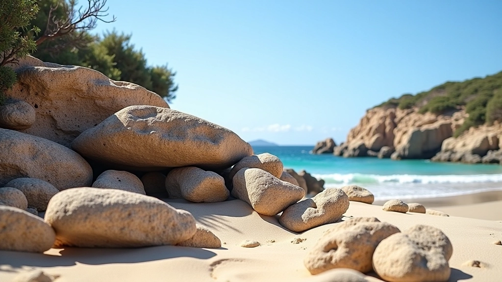 Formación de rocas fósiles en la playa, capas geológicas visibles en piedra caliza