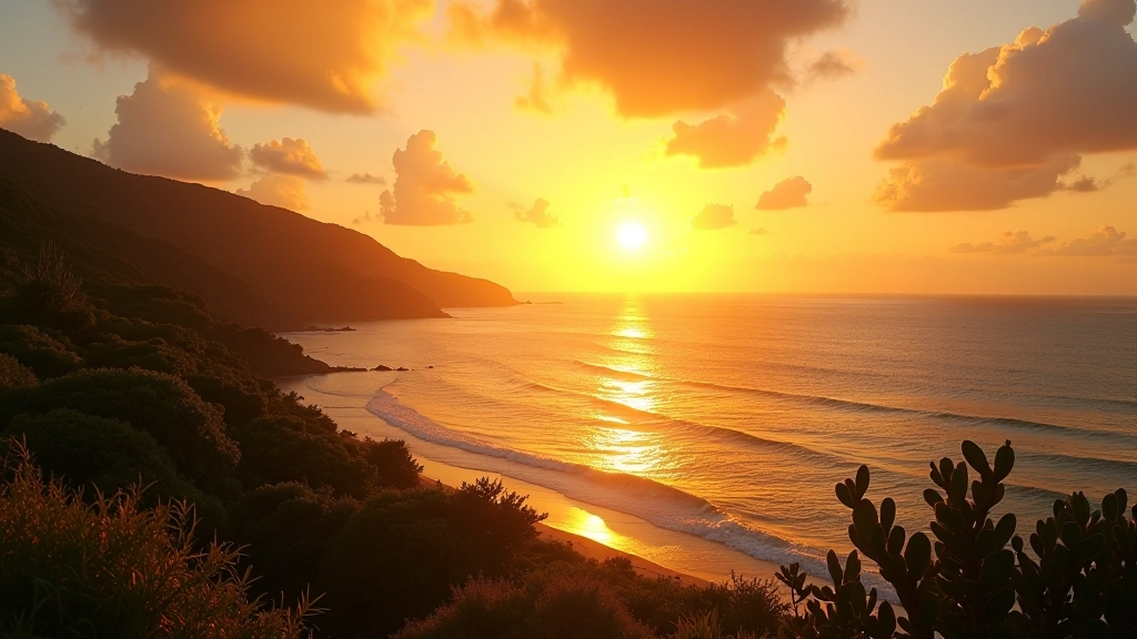 Puesta de sol sobre la costa de Guánica