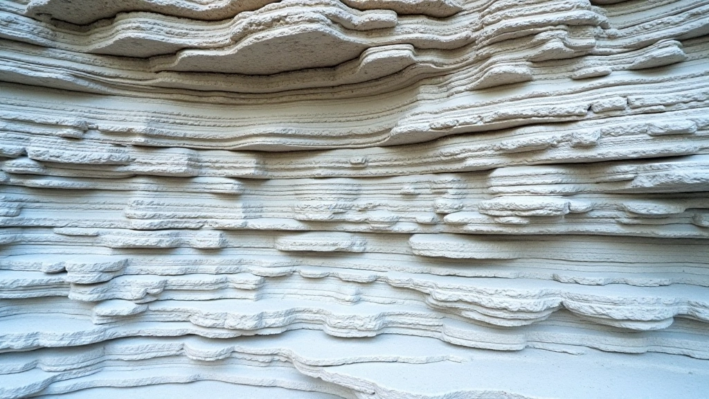 Acantilado de piedra caliza con capas claramente visibles en diferentes tonos de gris y blanco