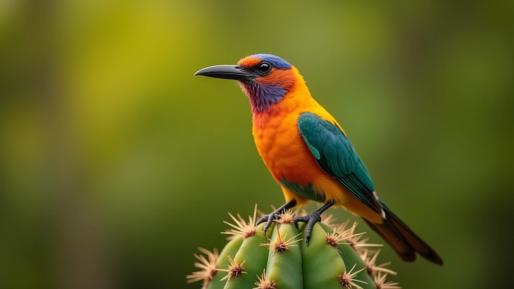 Pájaro nativo del bosque seco posado en rama con plumaje colorido