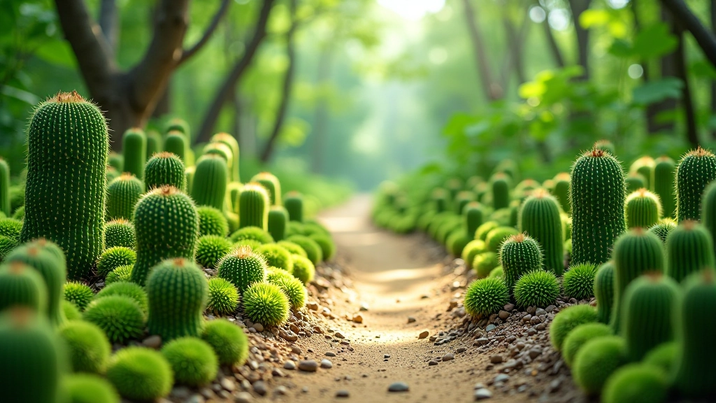 Vegetación característica del bosque seco tropical con cactus y arbustos bajos